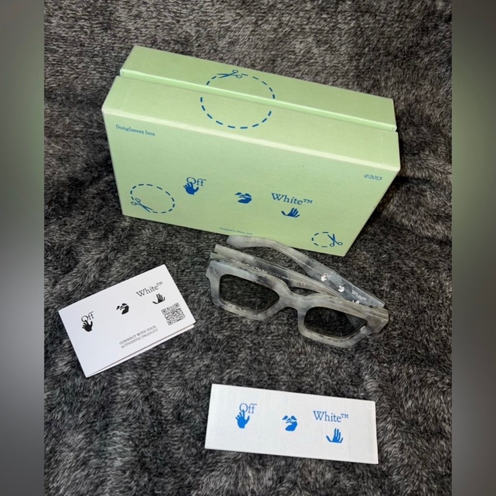 Off-White Clear/Gray Marbleized Sunglasses Frames